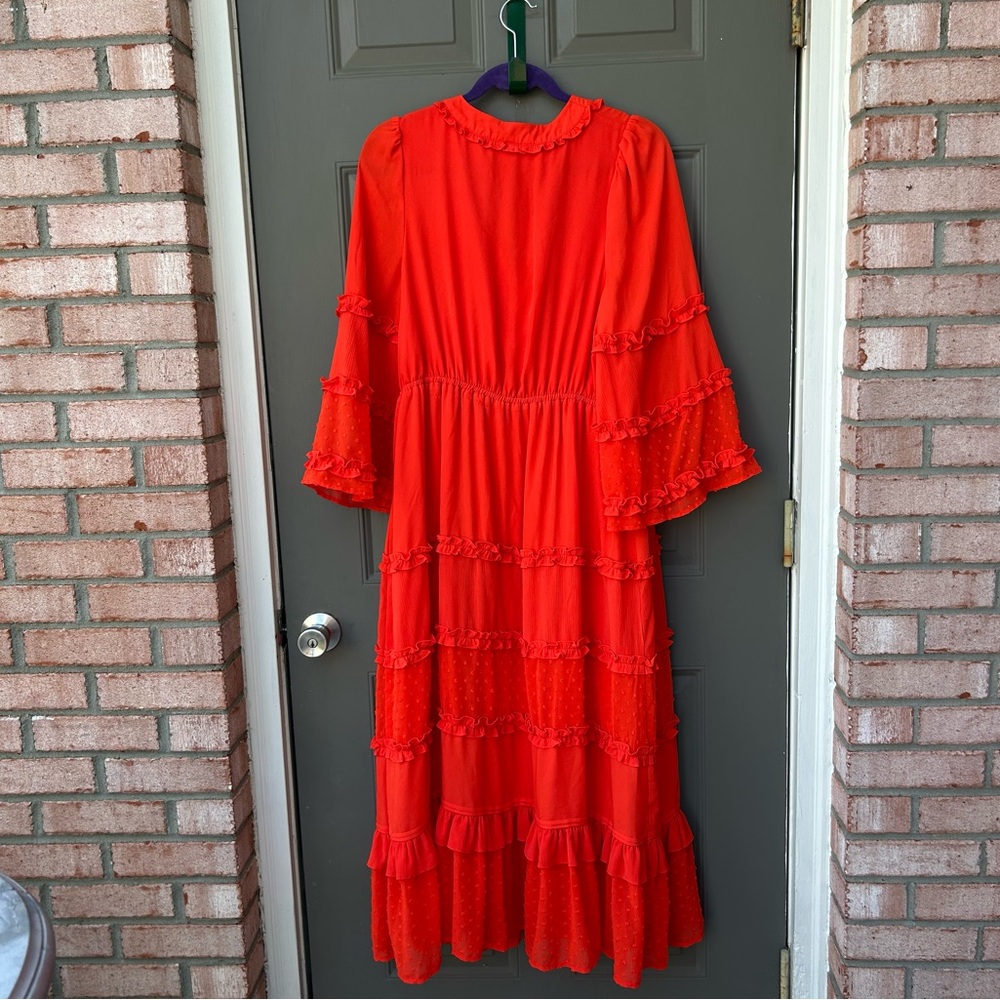 Alexie Orange Ruffle Dress - Picture 3 of 10